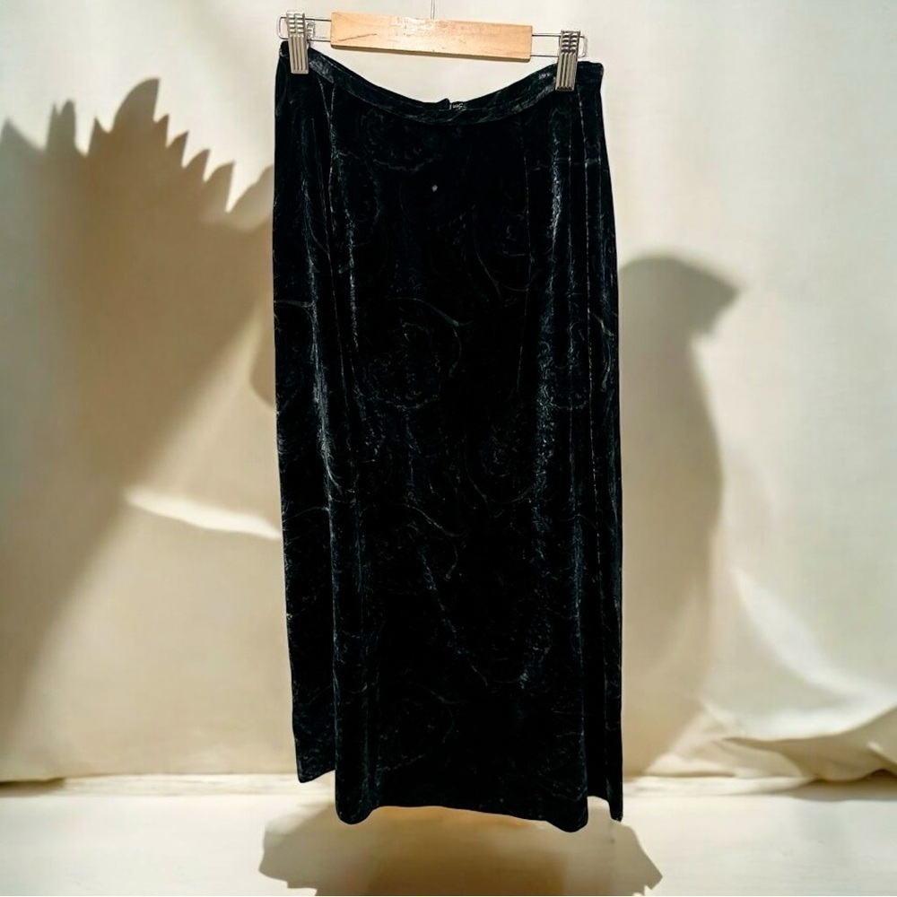 088 Talbots | EUC Vintage 90s Velvet Skirt Paisley Pattern (Silk Blend,size 2) - Picture 2 of 7